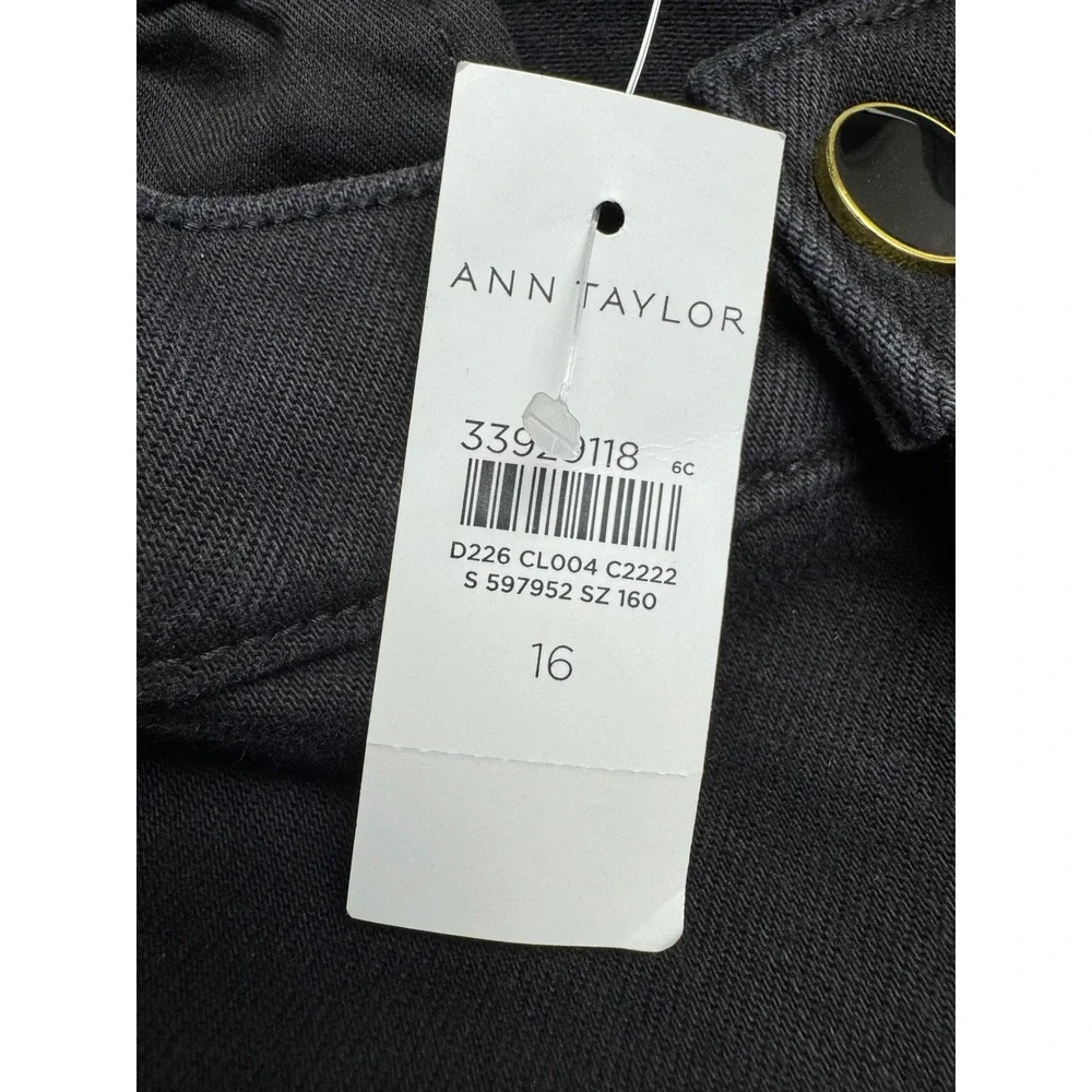 Ann Taylor The Trouser High Rise Wide Leg Black Denim Jeans Size 16 NWT - Picture 4 of 16